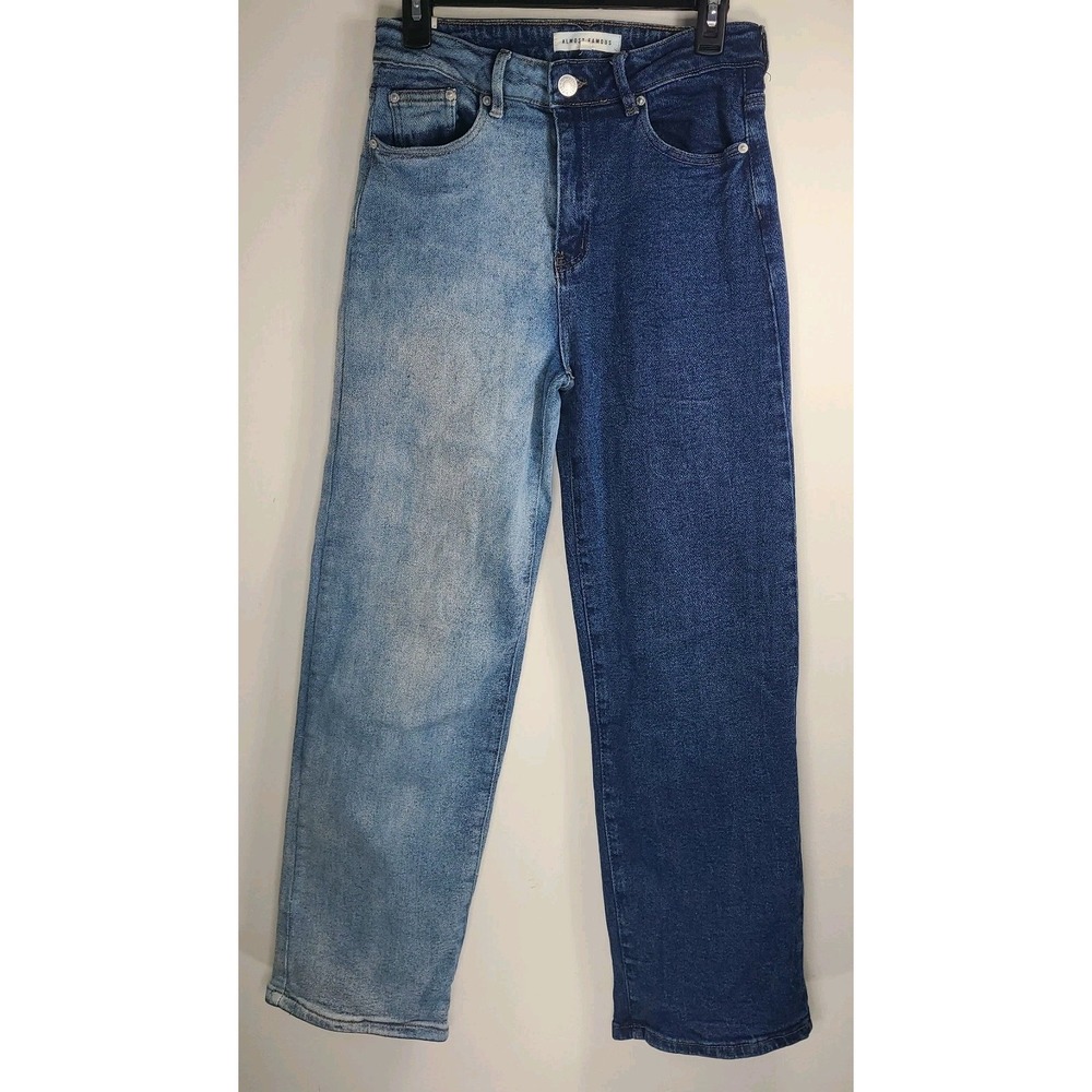 Almost Famous Womens Jeans Size 7 Two-Tone Blue High Rise Straight Leg EUC